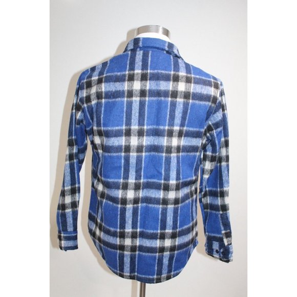 NWT Michael Richards Blue Plaid Flannel Shirt Size S Long Sleeve Button up NOS - Picture 2 of 5